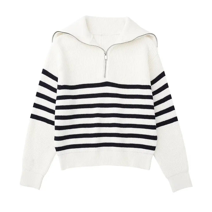 Striped Zip Up Sweater